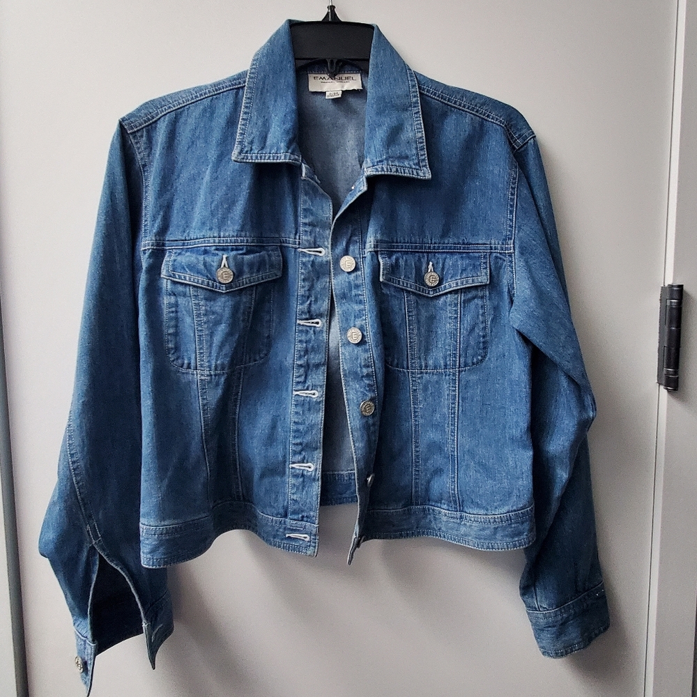 Emanuel Ungaro - Vintage Button-Up Cropped Denim, Blue, Jacket Sz 2